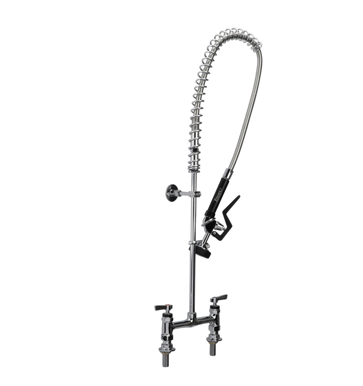 Encore® 8" OC Brass Chrome Plated Deck Mount Pre-Rinse Ceramic Valves with Wall Bracket