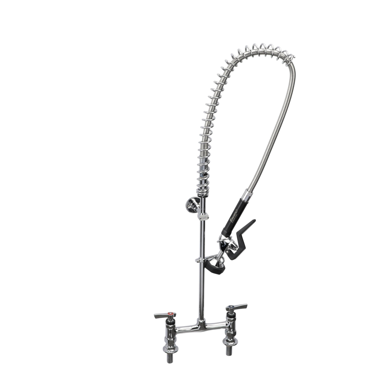 Encore® 8" OC Brass Chrome Plated Deck Mount Pre-Rinse Ceramic Valves Stainless Steel Spring with Wall Bracket