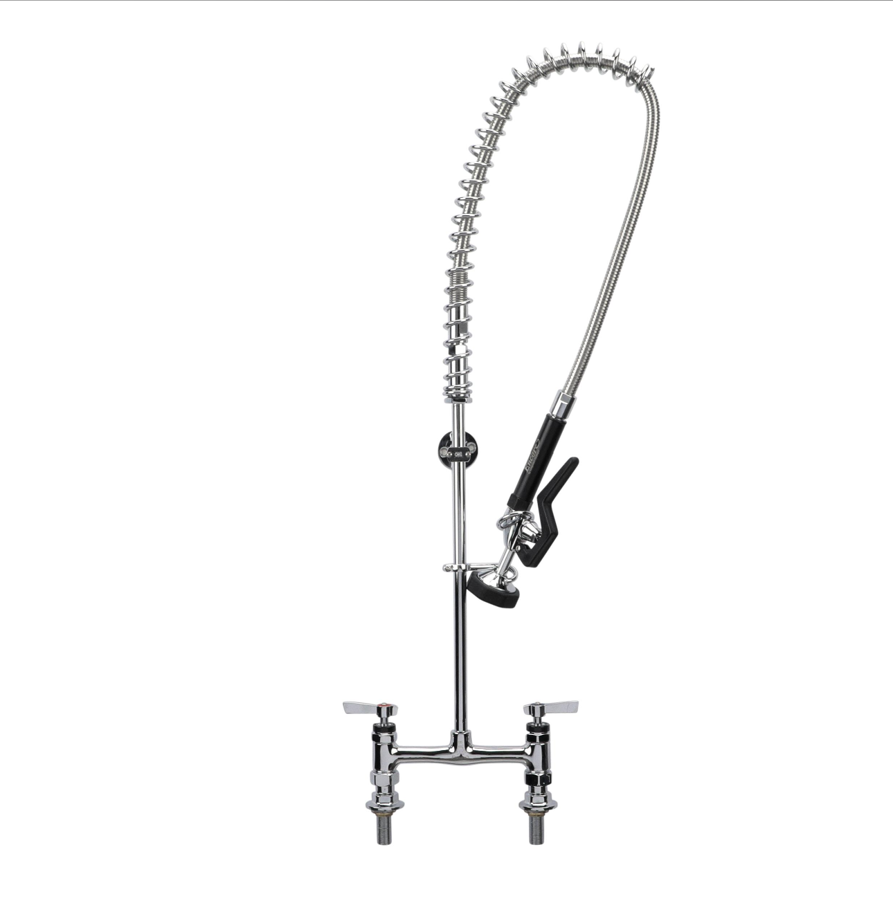 Encore® 8" OC Brass Chrome Plated Deck Mount Pre-Rinse Ceramic Valves Stainless Steel Spring with Wall Bracket