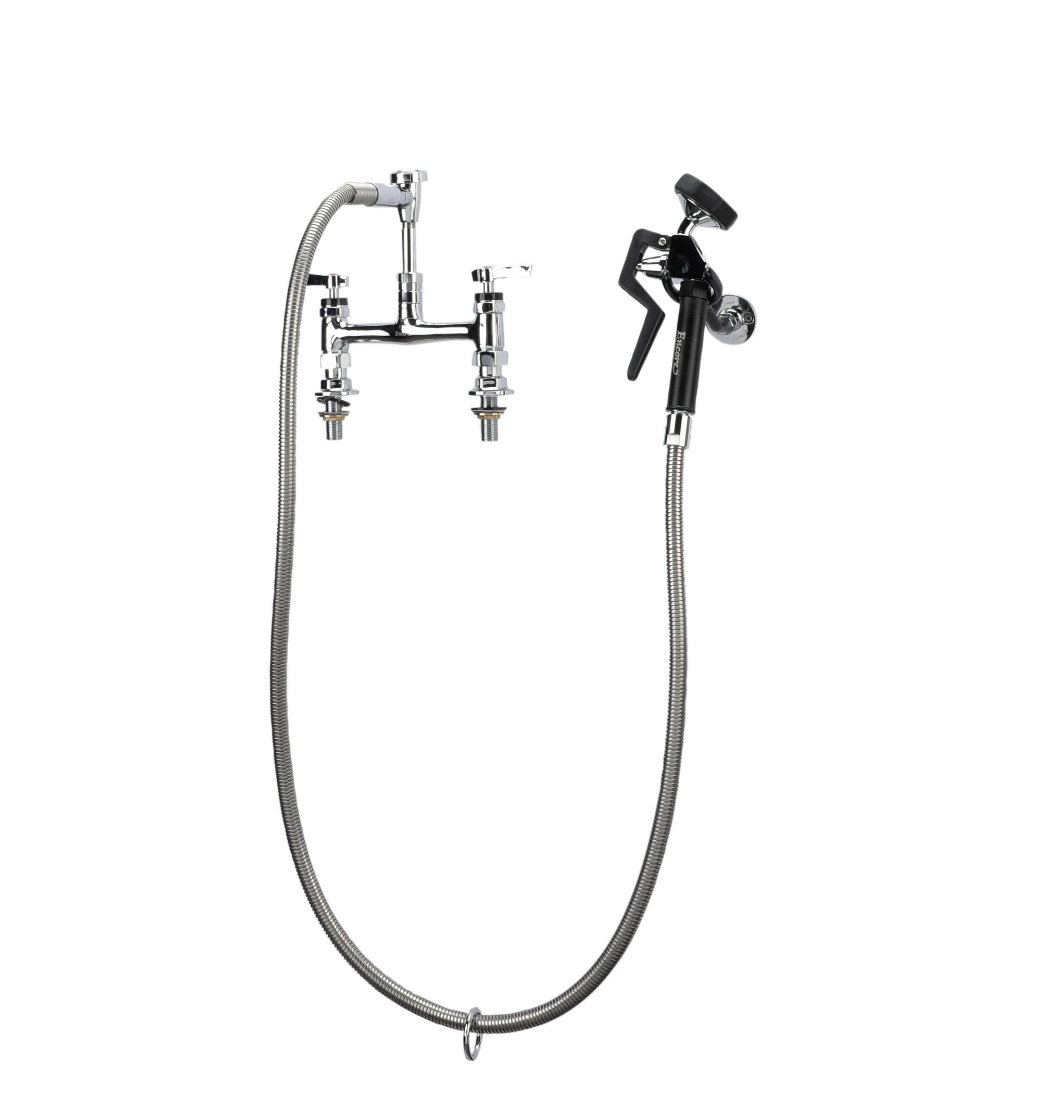 Encore® 8" OC Brass Chrome Plated Deck Mount Utility Spray Assembly Ceramic Valves with 72" Hose