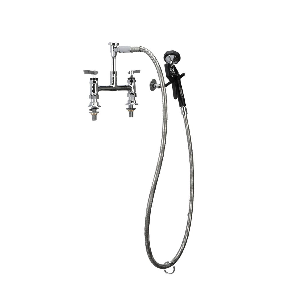 Encore® 8" OC Brass Chrome Plated Deck Mount Utility Spray Assembly Ceramic Valves with 72" Hose