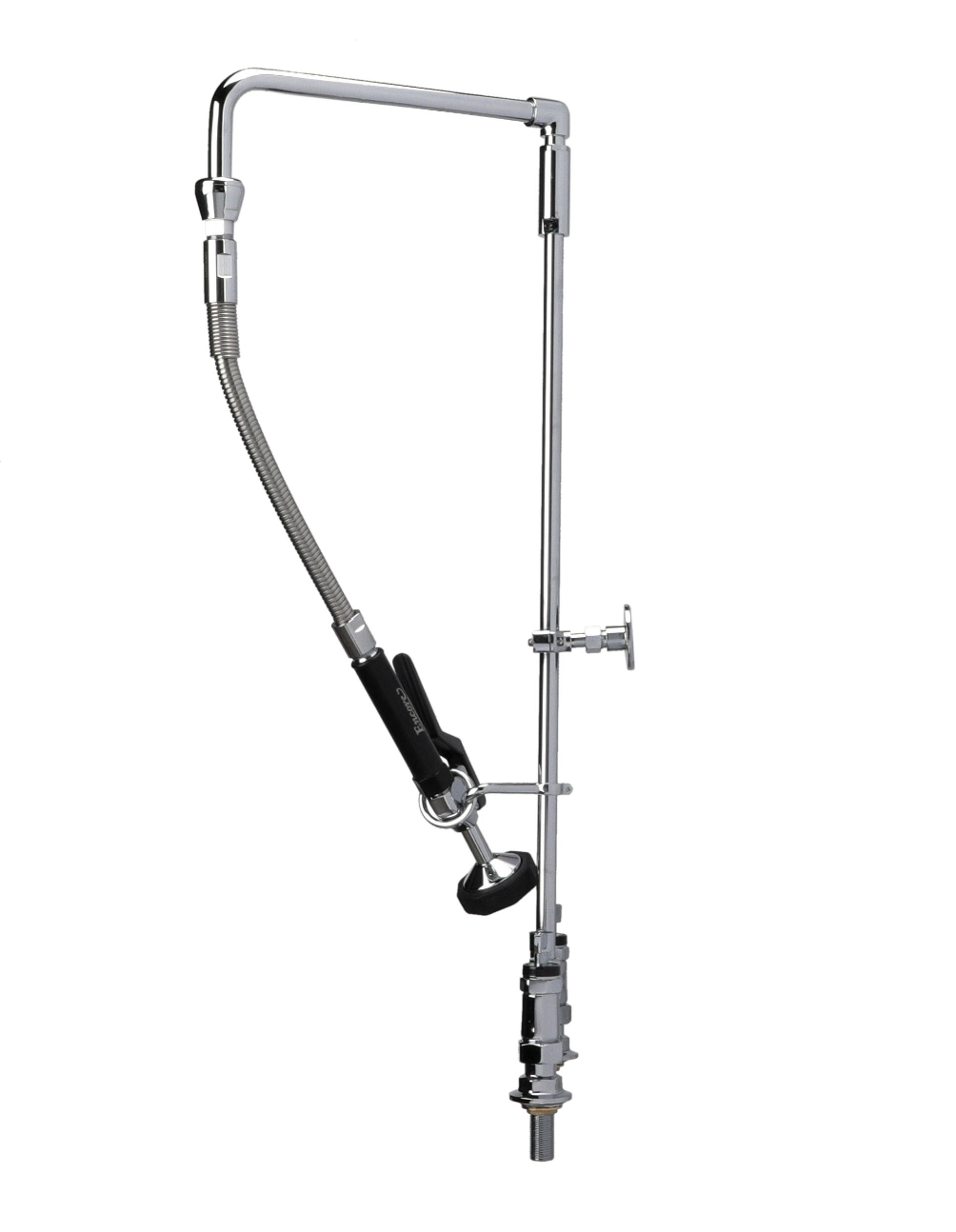 Encore 8" OC Brass Chrome Plated Deck Mount Rigid Arm Pre-Rinse Assembly with 26" Riser