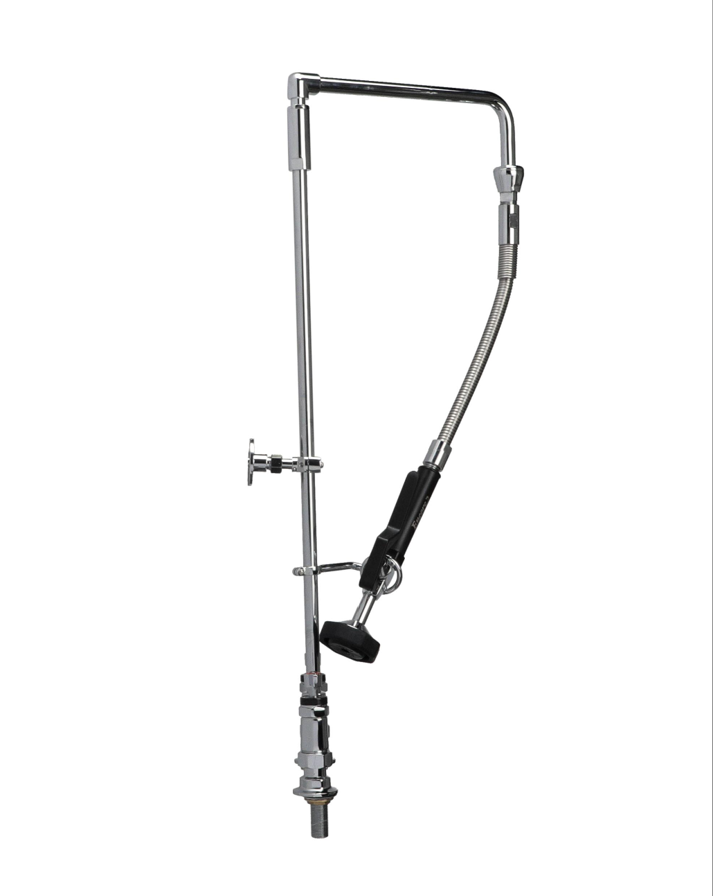 Encore 8" OC Brass Chrome Plated Deck Mount Rigid Arm Pre-Rinse Assembly with 26" Riser