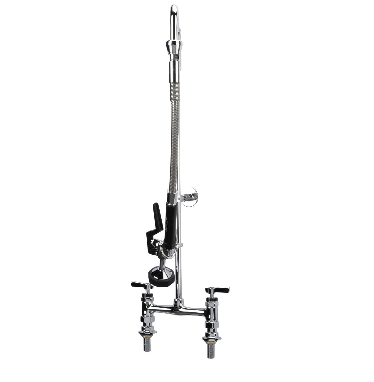 Encore 8" OC Brass Chrome Plated Deck Mount Rigid Arm Pre-Rinse Assembly with 26" Riser