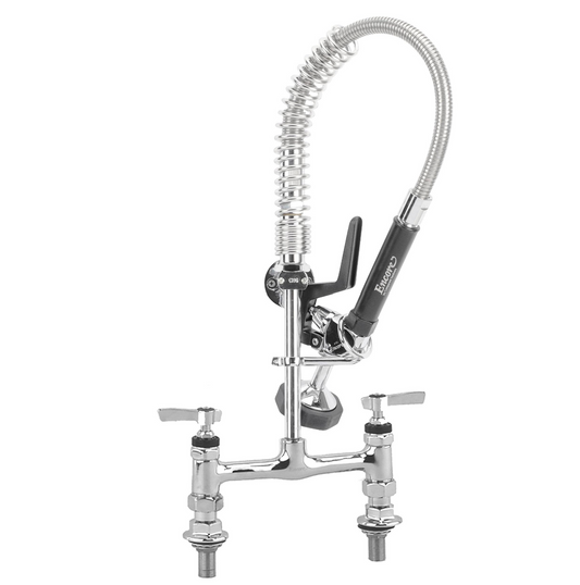 Encore® 8" OC Deck Mount Brass Chrome Plated Mini Pre-Rinse Assembly with Wall Bracket