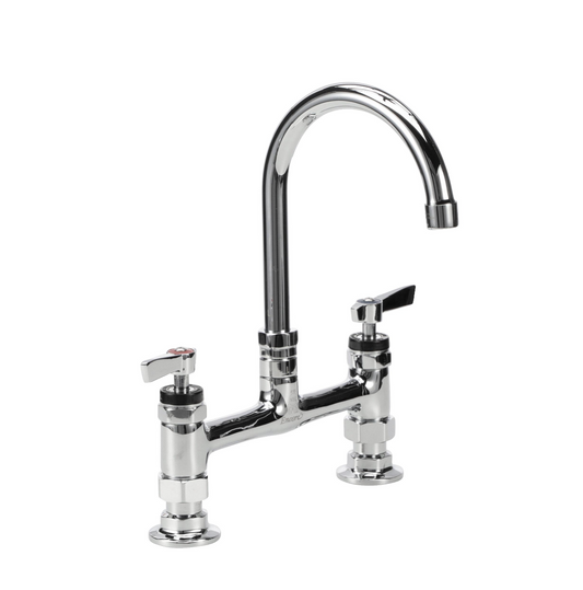 Encore® 8" OC Brass Chrome Plated Deck Mount Faucet with 3-1/2" Swivel Gooseneck Spout