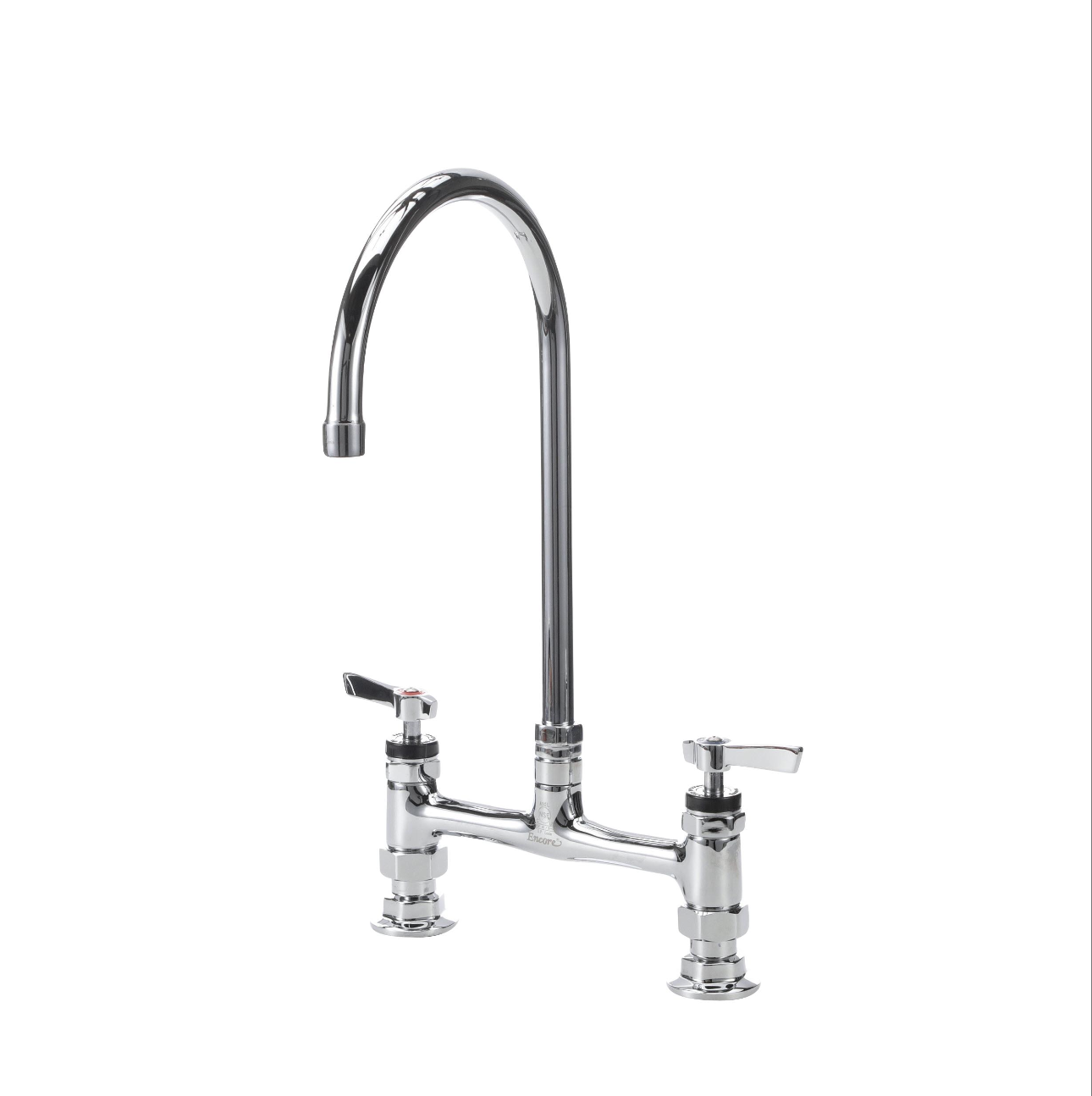 Encore® 8" OC Brass Chrome Plated Deck Mount Faucet with 8" Swivel Gooseneck Spout