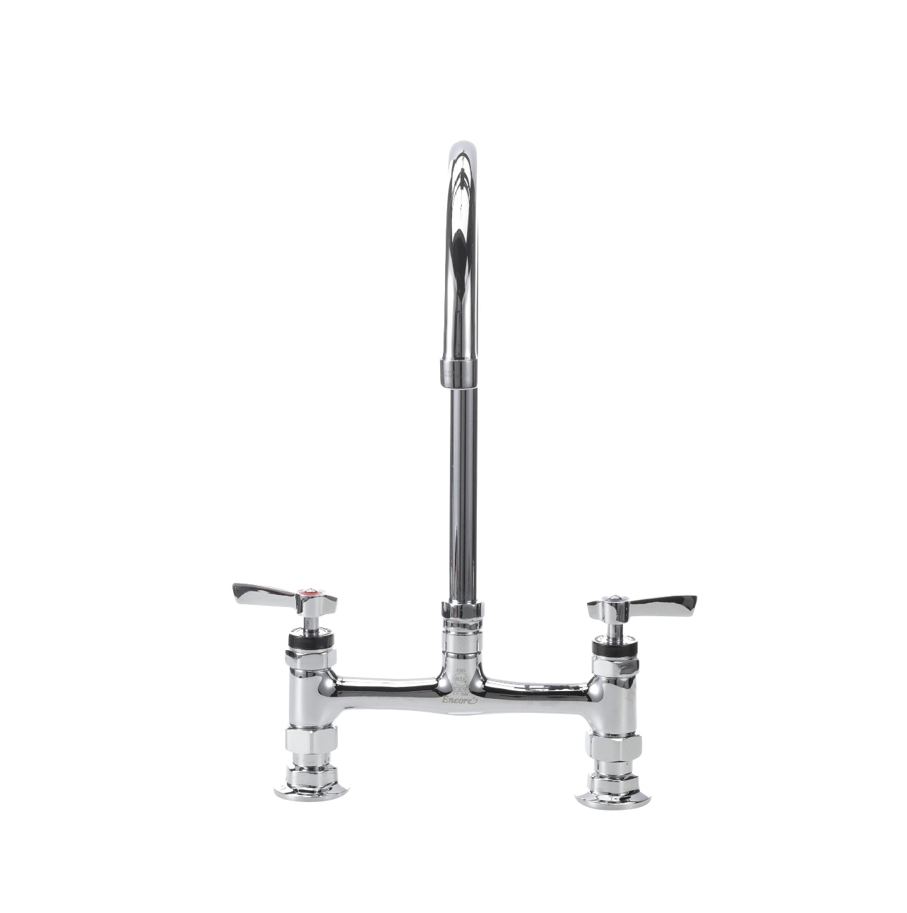 Encore® 8" OC Brass Chrome Plated Deck Mount Faucet with 8" Swivel Gooseneck Spout