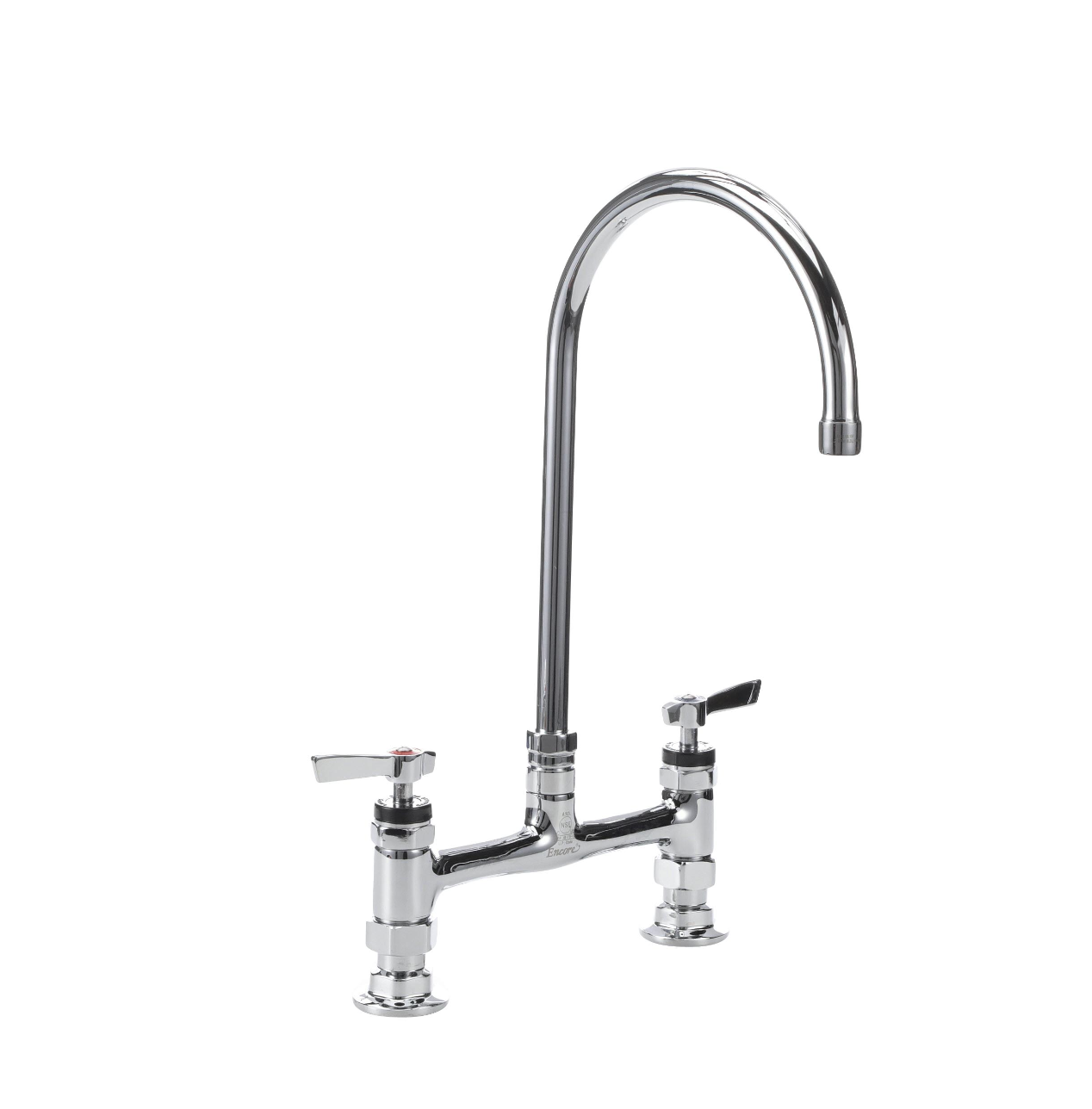 Encore® 8" OC Brass Chrome Plated Deck Mount Faucet with 8" Swivel Gooseneck Spout