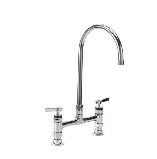Encore® 8" OC Brass Chrome Plated Deck Mount Faucet with 8" Swivel Gooseneck Spout
