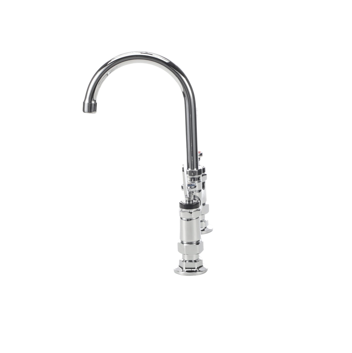 Encore® 8" OC Brass Chrome Plated Deck Mount Faucet 6" Swivel Gooseneck Spout and 4" Wrist Blade Handles