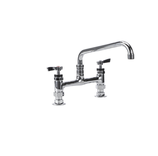 Encore® 8" OC Brass Chrome Plated Deck Mount Faucet with 12" Swivel Spout