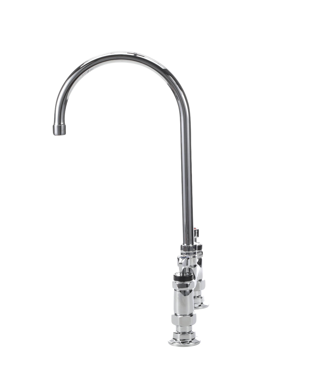 Encore® 8" OC Brass Chrome Plated Deck Mount Faucet Ceramic Valves with 8" Swivel Gooseneck Spout