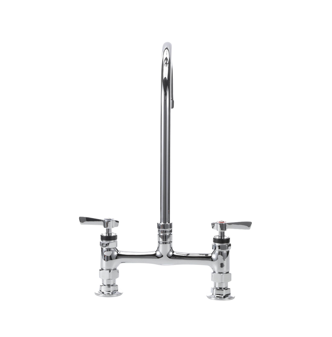 Encore® 8" OC Brass Chrome Plated Deck Mount Faucet Ceramic Valves with 8" Swivel Gooseneck Spout