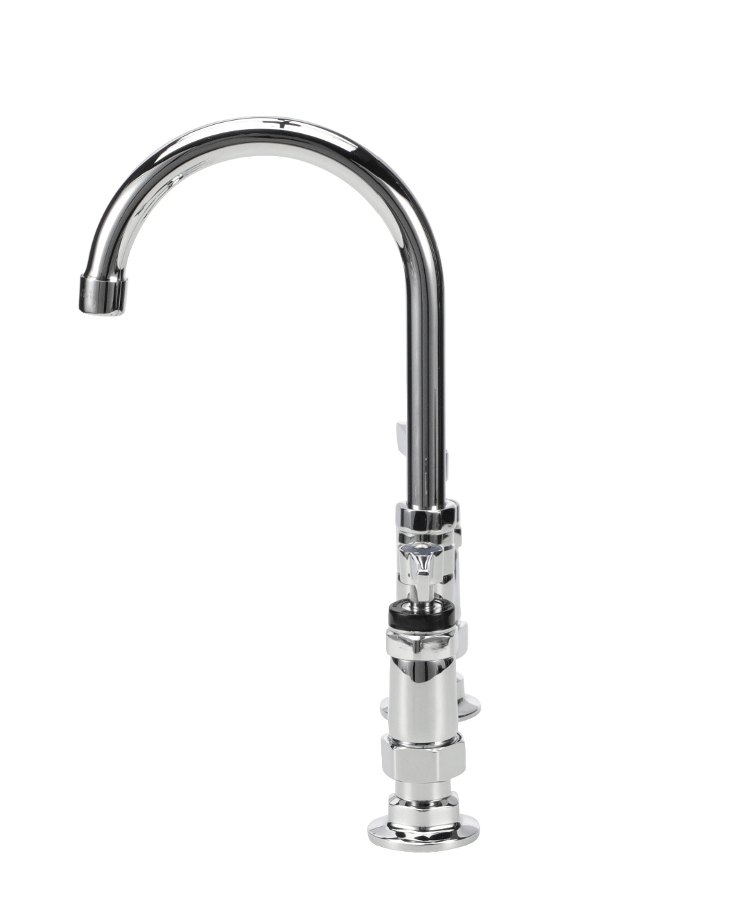 Encore® 8" OC Brass Chrome Plated Deck Mount Faucet Ceramic Valves with 6" Swivel Gooseneck Spout