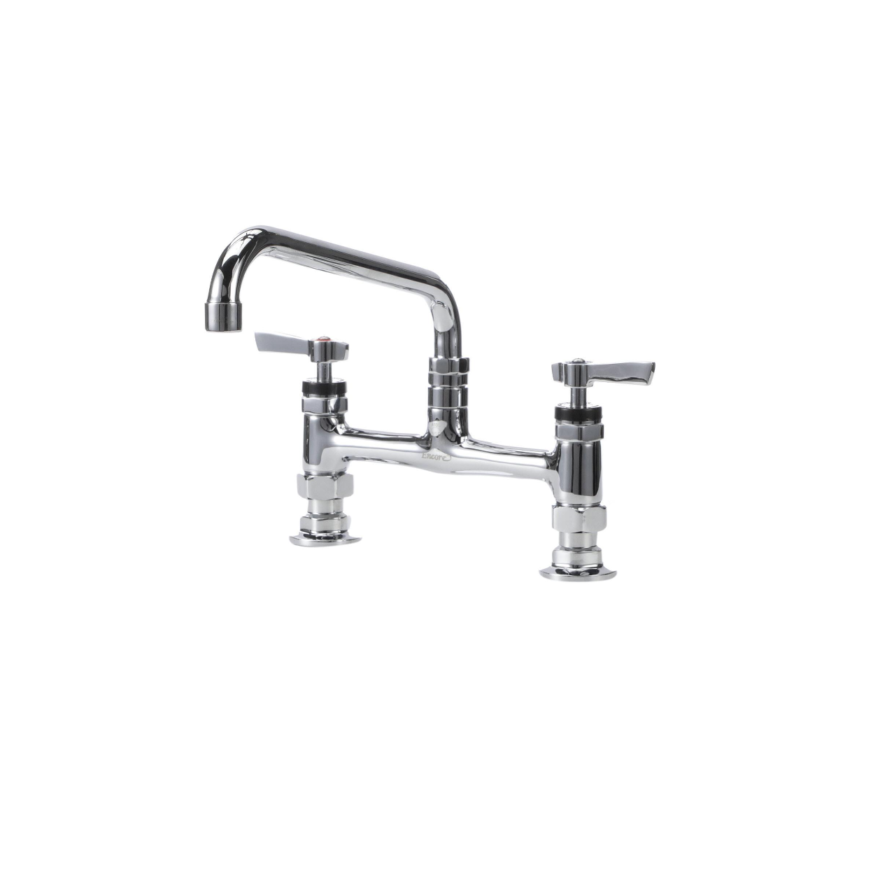 Encore® 8" OC Brass Chrome Plated Deck Mount Faucet Ceramic Valves with 8" Swivel Spout