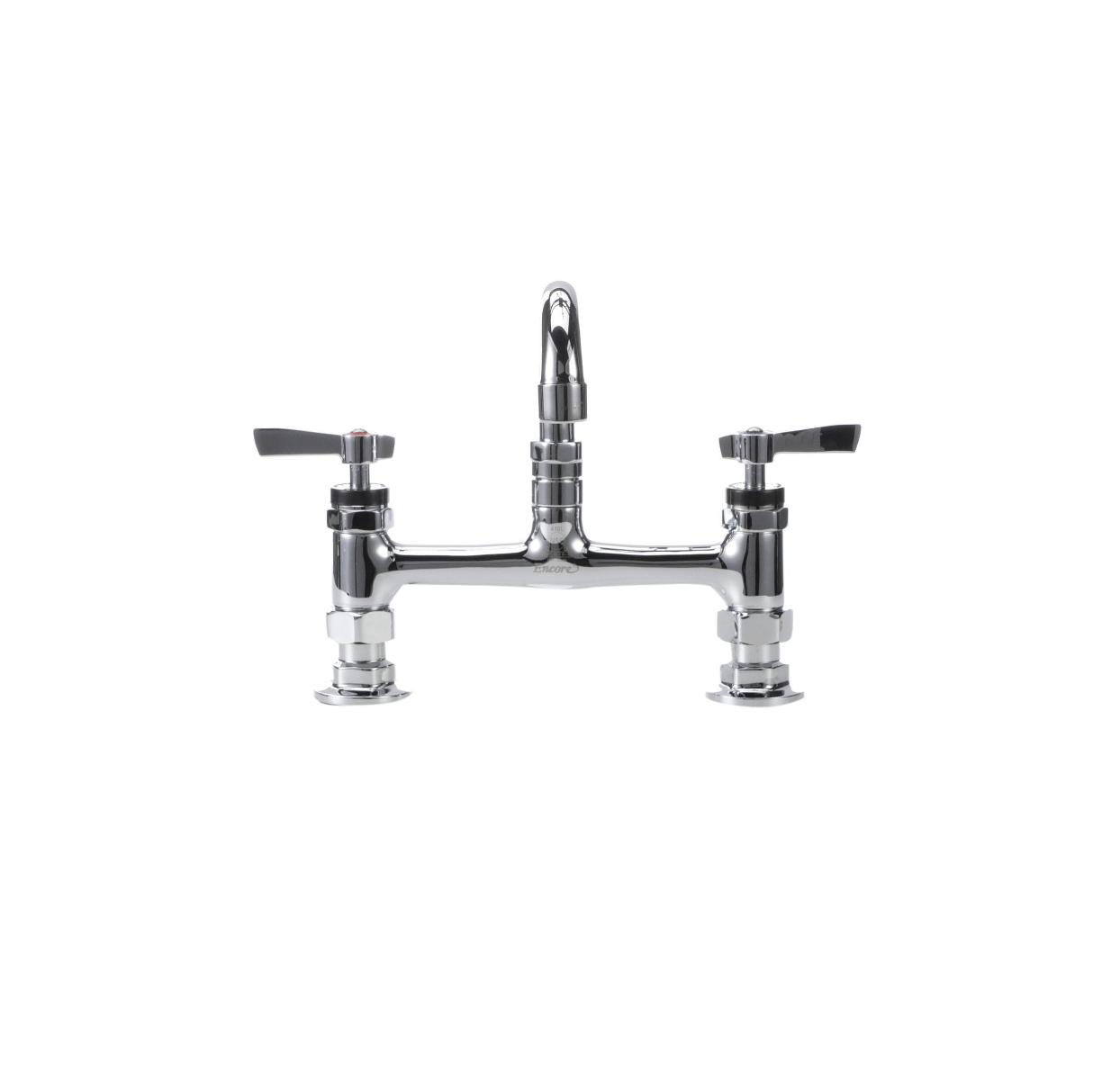 Encore® 8" OC Brass Chrome Plated Deck Mount Faucet Ceramic Valves with 8" Swivel Spout