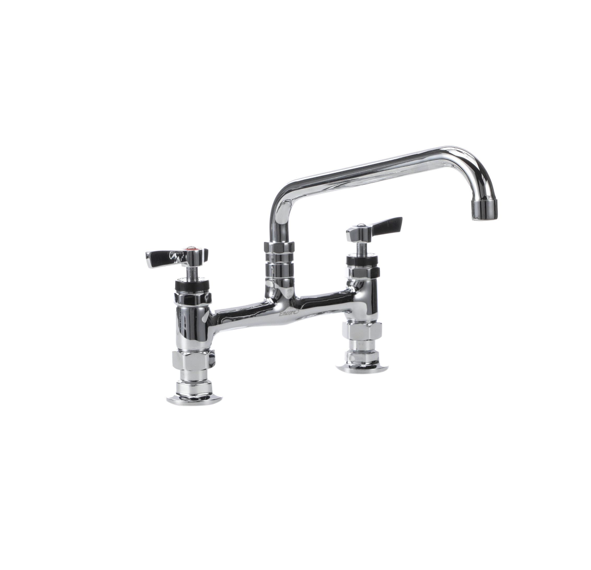 Encore® 8" OC Brass Chrome Plated Deck Mount Faucet Ceramic Valves with 8" Swivel Spout