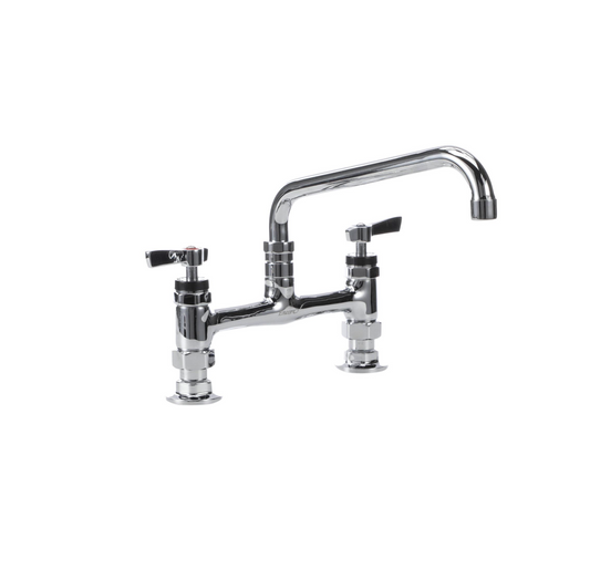 Encore® 8" OC Brass Chrome Plated Deck Mount Faucet Ceramic Valves with 8" Swivel Spout
