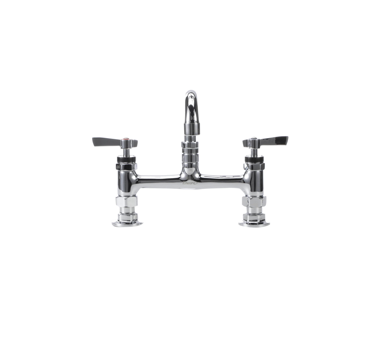 Encore® 8" OC Brass Chrome Plated Deck Mount Faucet Ceramic Valves with 10" Swivel Spout