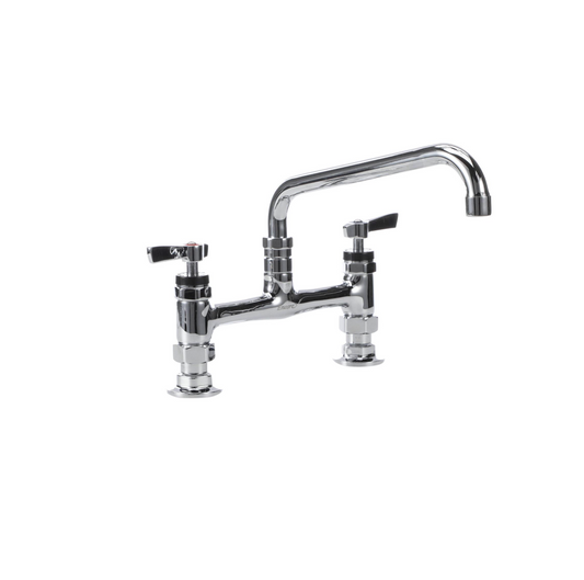 Encore® 8" OC Brass Chrome Plated Deck Mount Faucet Ceramic Valves with 10" Swivel Spout