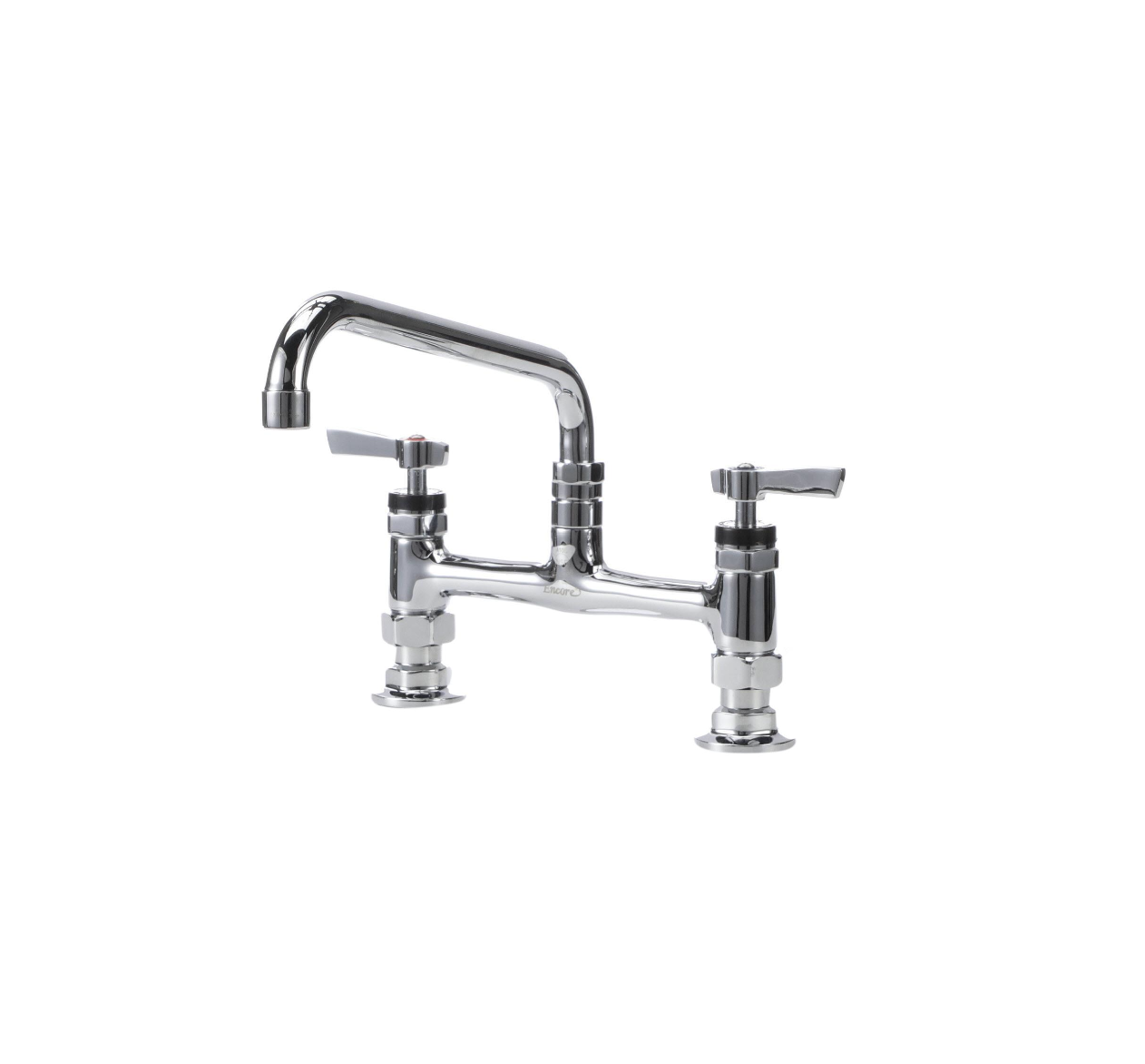 Encore® 8" OC Brass Chrome Plated Deck Mount Faucet Ceramic Valves with 14" Swivel Spout
