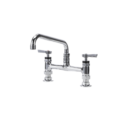 Encore® 8" OC Brass Chrome Plated Deck Mount Faucet Ceramic Valves with 14" Swivel Spout
