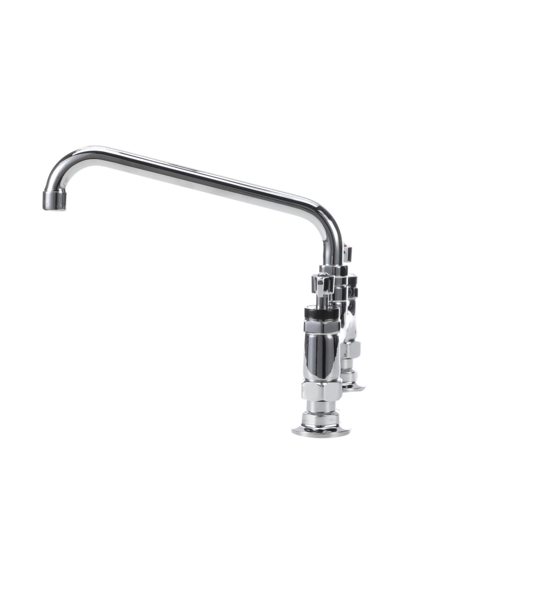 Encore® 8" OC Brass Chrome Plated Deck Mount Faucet Ceramic Valves with 14" Swivel Spout