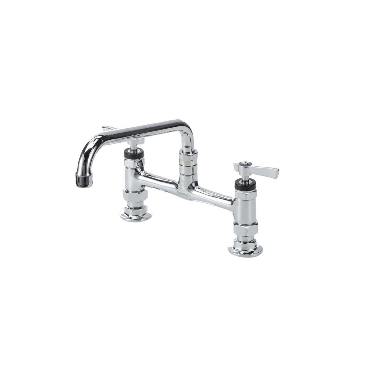 Encore® 8" OC Brass Chrome Plated Deck Mount Faucet Ceramic Valves with 14" Swivel Spout