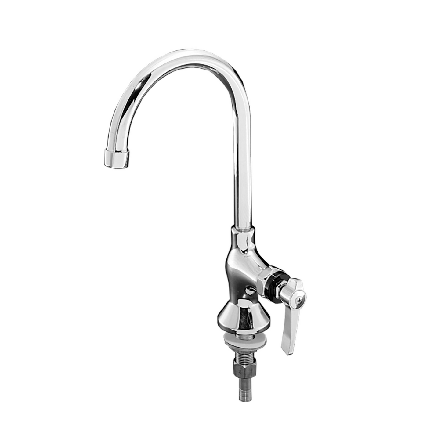 Encore® Brass Chrome Plated Single Pantry Deck Mount Faucet 3-1/2" Swivel Gooseneck Spout, Lever Handle