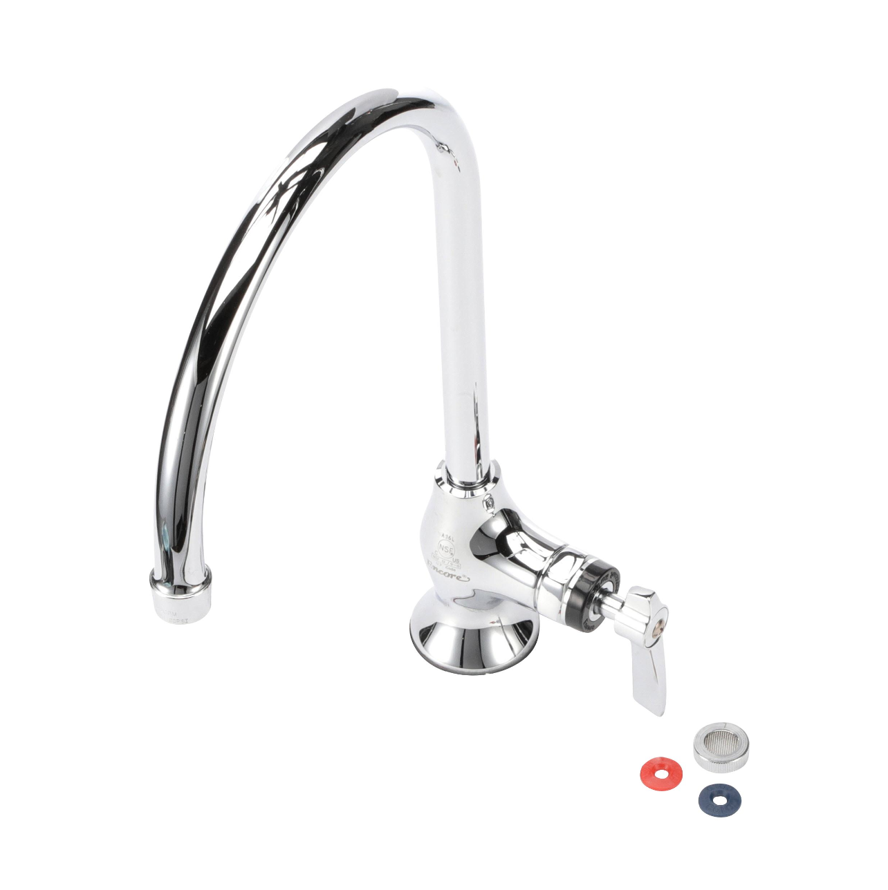 Encore® Brass Chrome Plated Single Pantry Deck Mount Faucet 8-1/2" Swivel Gooseneck Spout