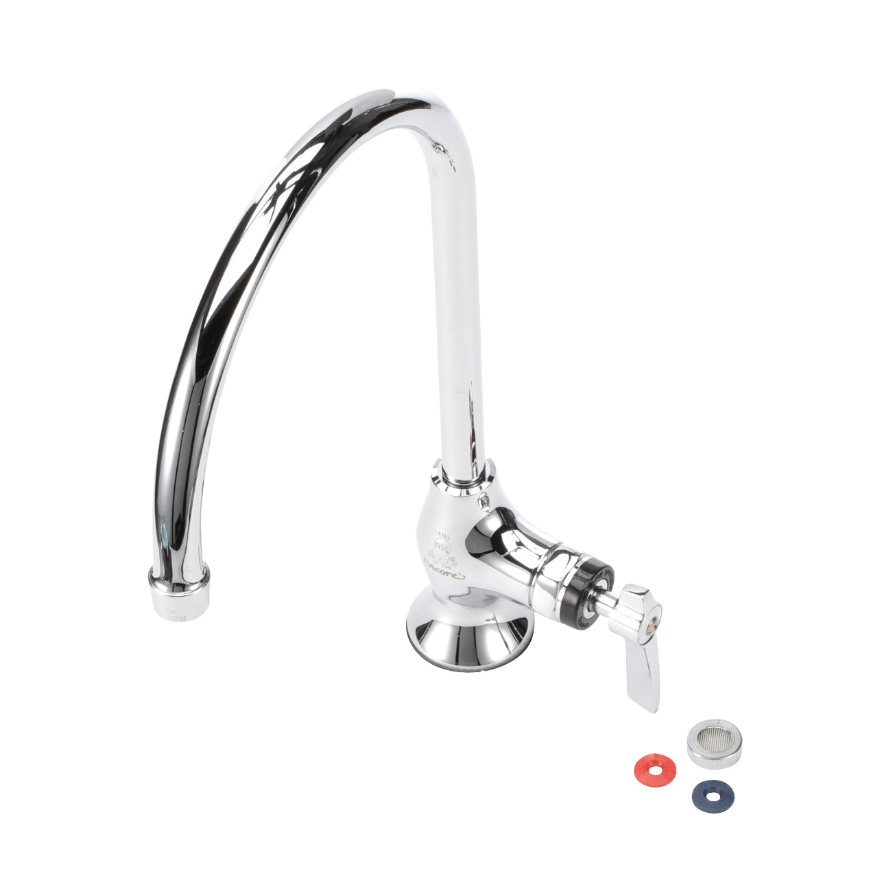 Encore® Brass Chrome Plated Single Pantry Deck Mount Faucet Ceramic Valve 8-1/2" Rigid Gooseneck Spout