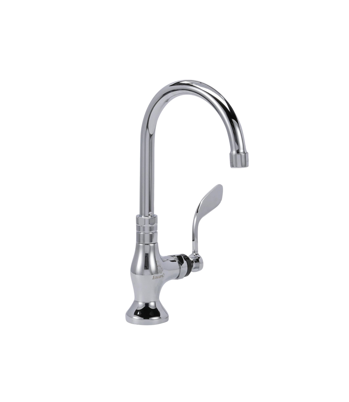 Encore® Brass Chrome Plated Single Pantry Deck Mount Faucet Ceramic Valve 6" Swivel Gooseneck Spout 4" Wrist Blade Handle