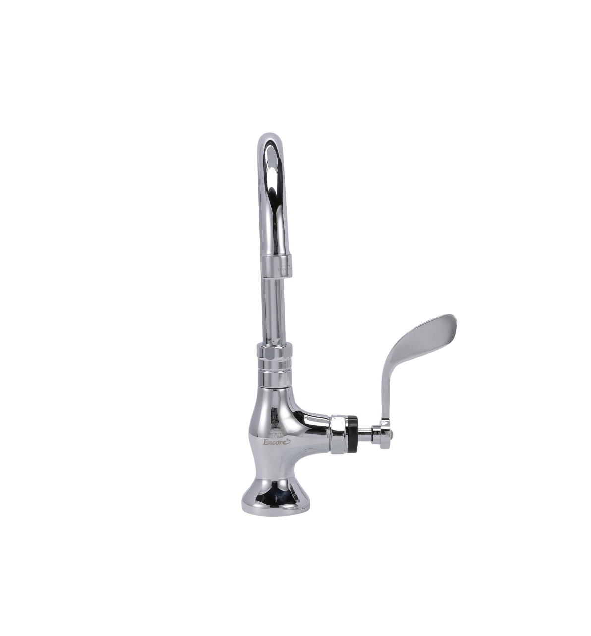 Encore® Brass Chrome Plated Single Pantry Deck Mount Faucet Ceramic Valve 6" Swivel Gooseneck Spout 4" Wrist Blade Handle