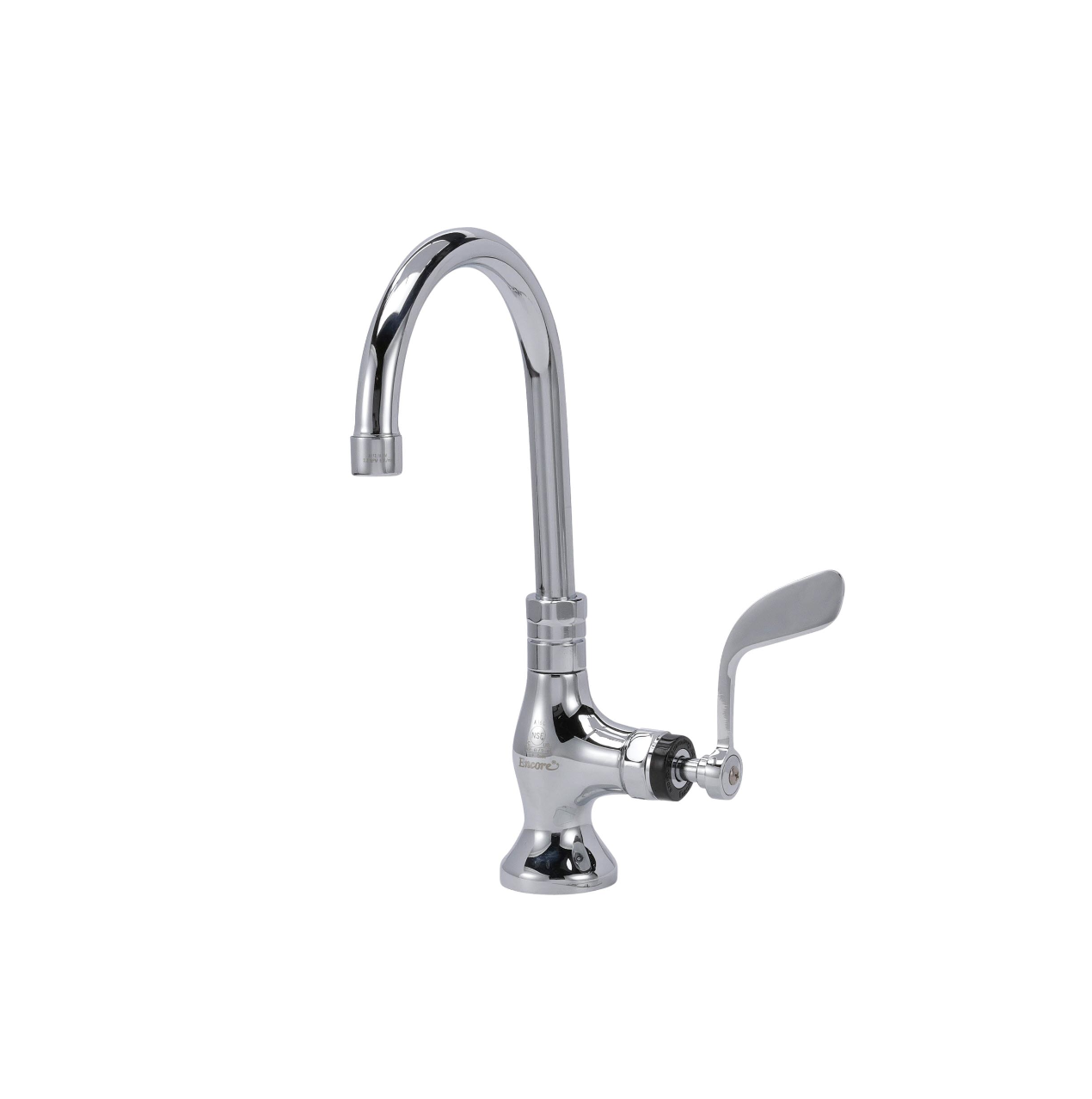 Encore® Brass Chrome Plated Single Pantry Deck Mount Faucet Ceramic Valve 6" Swivel Gooseneck Spout 4" Wrist Blade Handle