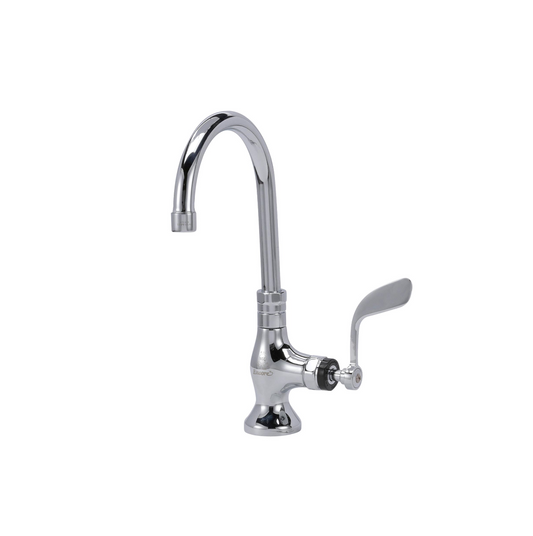 Encore® Brass Chrome Plated Single Pantry Deck Mount Faucet Ceramic Valve 6" Swivel Gooseneck Spout 4" Wrist Blade Handle