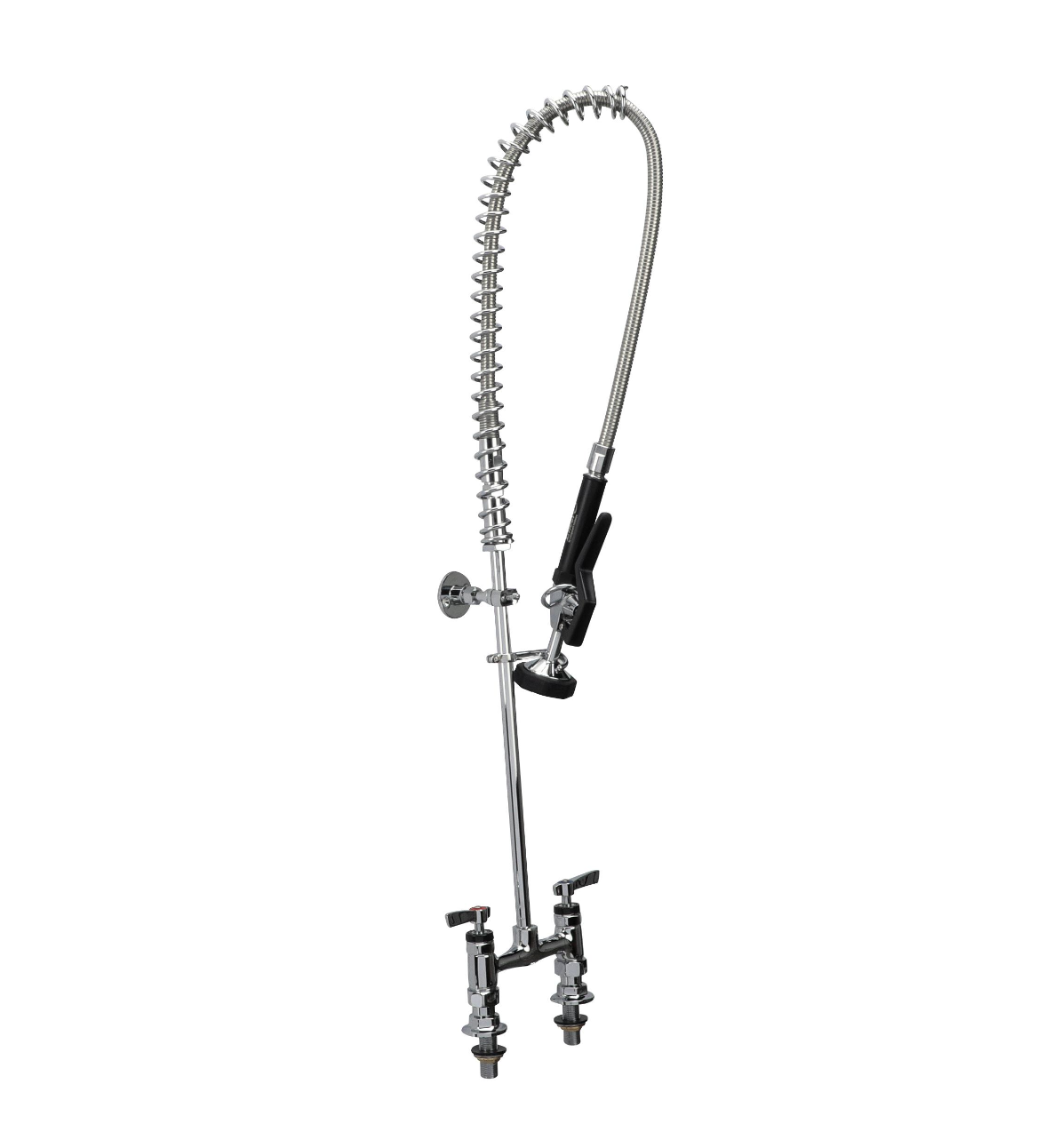 Encore® 6" OC Brass Chrome Plated Deck Mount Pre-Rinse Assembly with Wall Bracket