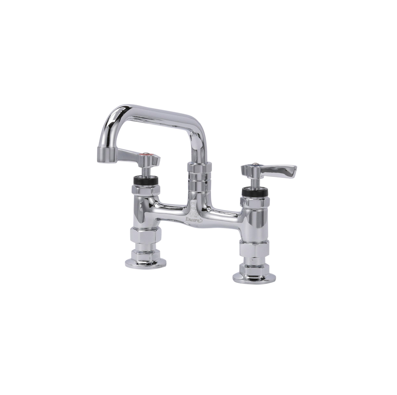 Encore® 6" OC Brass Chrome Plated Elevated Deck Mount Faucet Ceramic Valves with 8" Swivel Spout