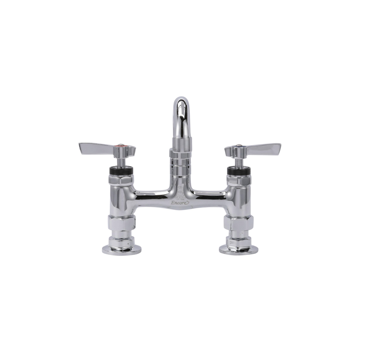 Encore® 6" OC Brass Chrome Plated Elevated Deck Mount Faucet Ceramic Valves with 8" Swivel Spout