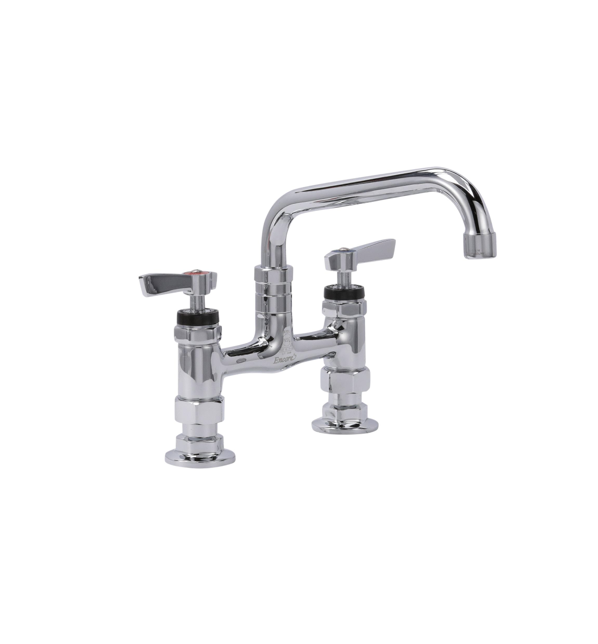 Encore® 6" OC Brass Chrome Plated Elevated Deck Mount Faucet Ceramic Valves with 8" Swivel Spout