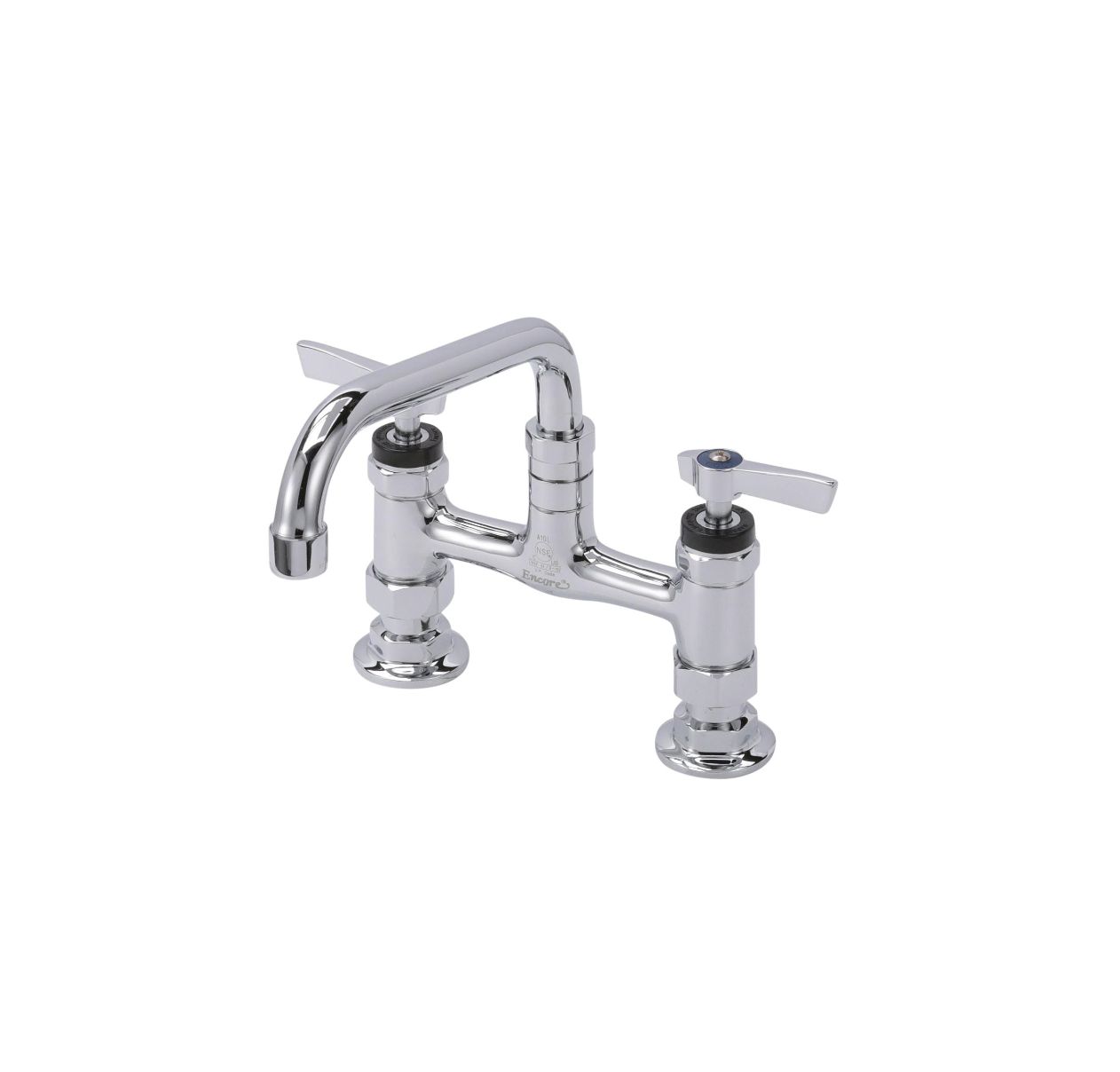 Encore® 6" OC Brass Chrome Plated Elevated Deck Mount Faucet Ceramic Valves with 8" Swivel Spout