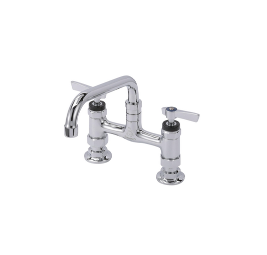 Encore® 6" OC Brass Chrome Plated Elevated Deck Mount Faucet Ceramic Valves with 8" Swivel Spout