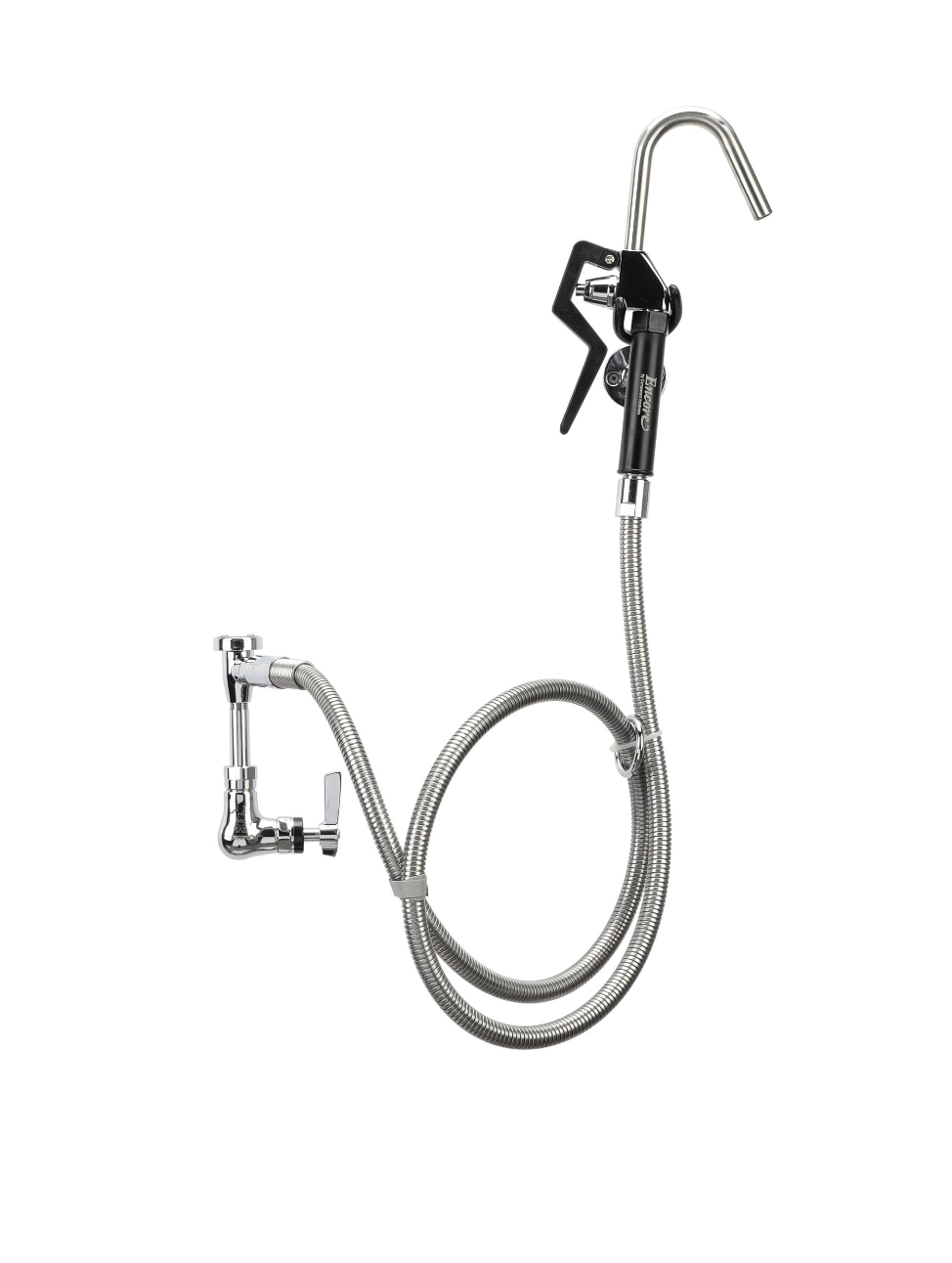 Encore® Brass Chrome Plated Single Wall Mount Pot Filler Assembly with 72" Hose and Vacuum Breaker
