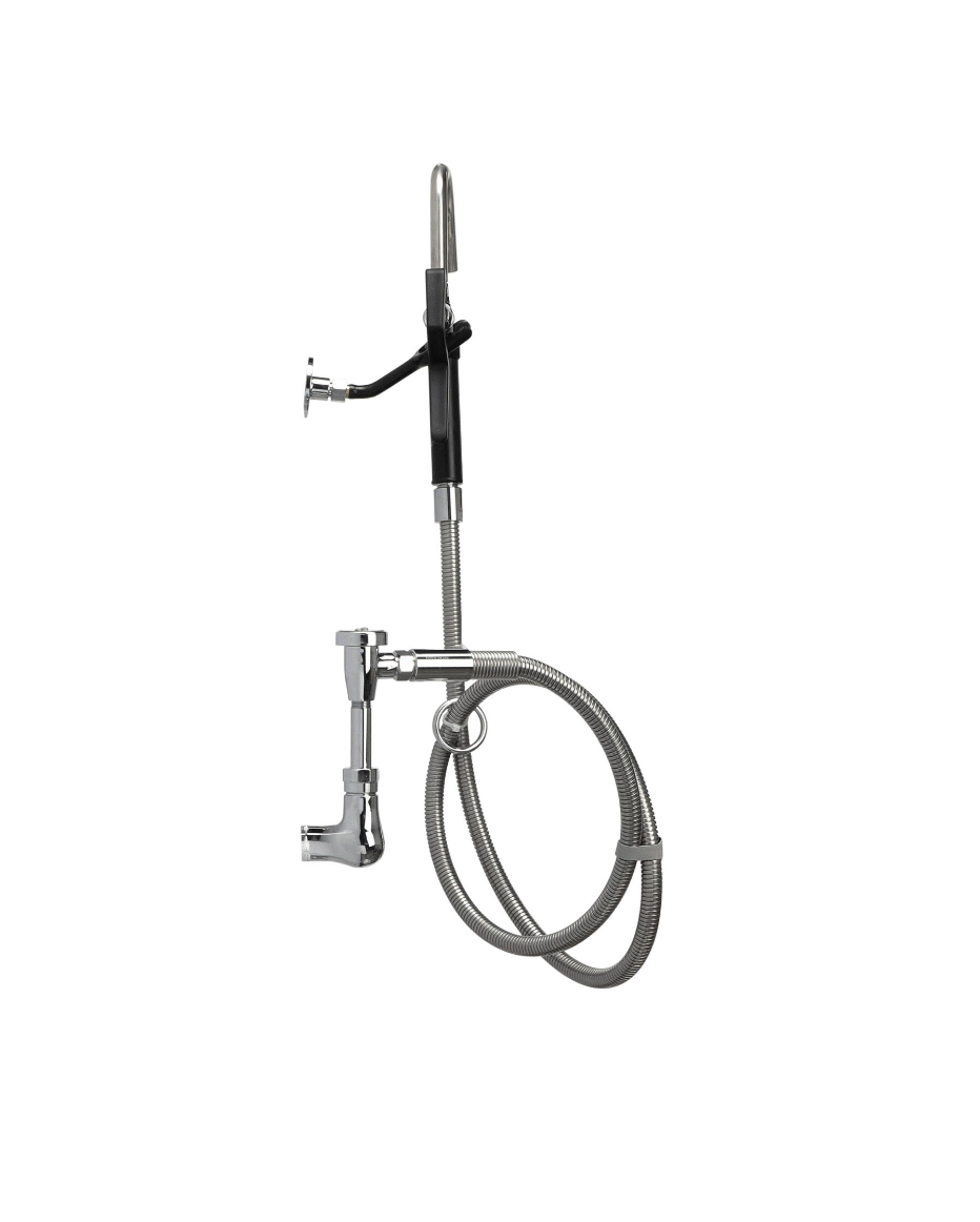 Encore® Brass Chrome Plated Single Wall Mount Pot Filler Assembly with 72" Hose and Vacuum Breaker