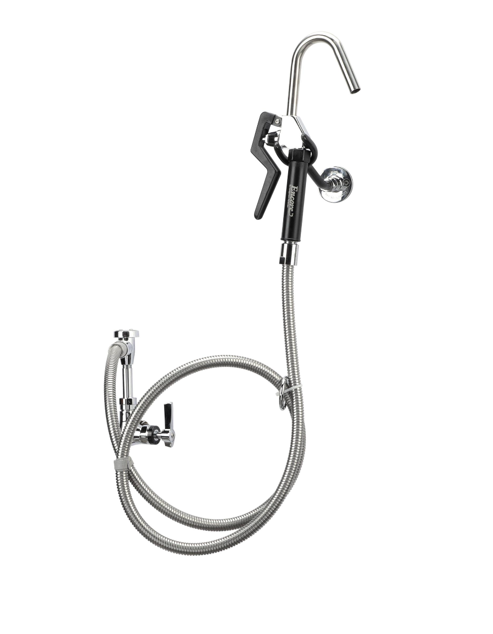 Encore® Brass Chrome Plated Single Wall Mount Pot Filler Assembly with 72" Hose and Vacuum Breaker