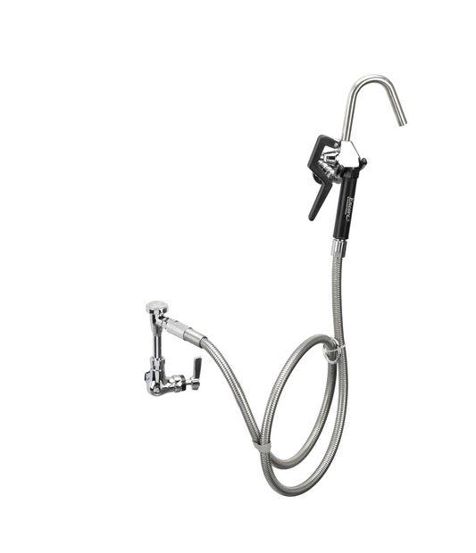 Encore® Brass Chrome Plated Single Wall Mount Pot Filler Assembly with 72" Hose and Vacuum Breaker