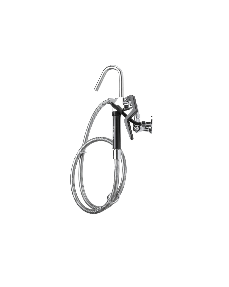Encore® Brass Chrome Plated Single Wall Mount Pot Filler Assembly with 72" Hose