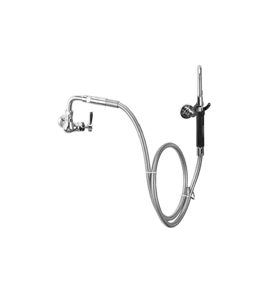 Encore® Brass Chrome Plated Single Wall Mount Pot Filler Assembly with 72" Hose