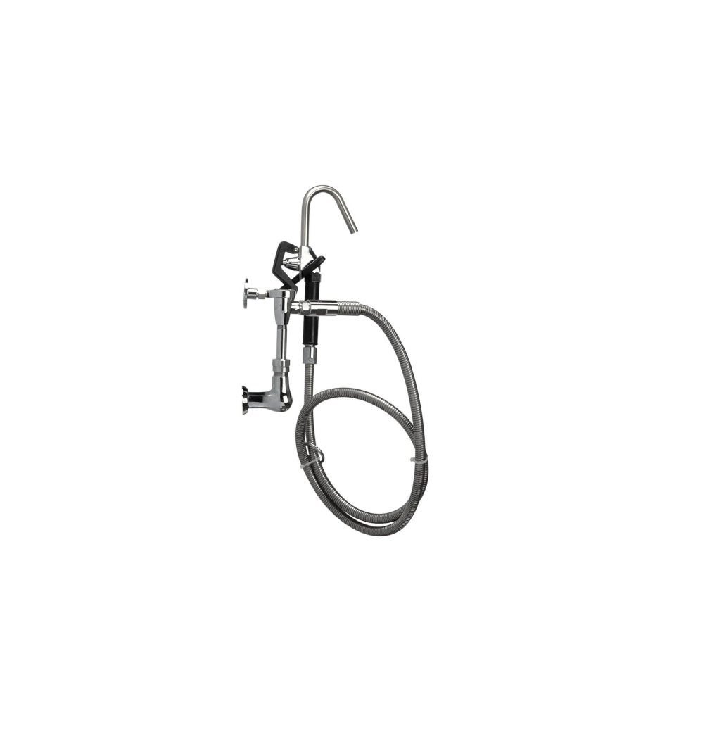 Encore® Brass Chrome Plated Single Wall Mount Pot Filler Assembly Ceramic Valves with 72" Hose and Vacuum Breaker