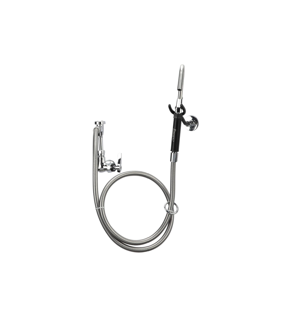 Encore® Brass Chrome Plated Single Wall Mount Pot Filler Assembly Ceramic Valves with 72" Hose and Vacuum Breaker